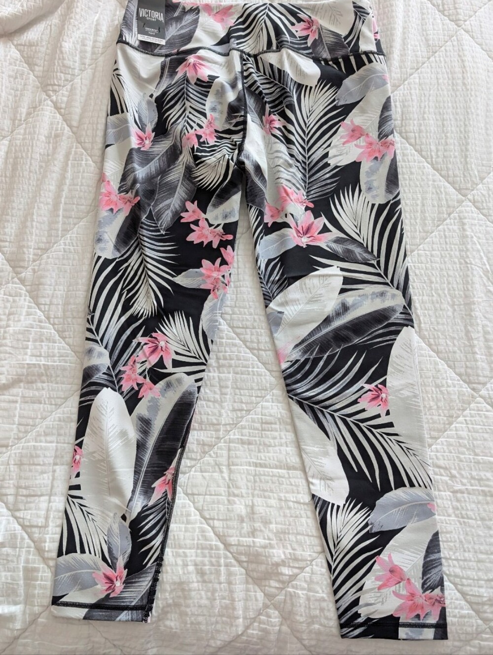 Victoria's Secret Black, White & Pink Tropical Print Leggings